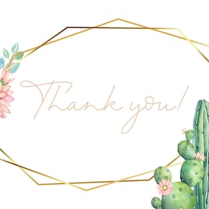 Baby Shower Merci, cartes de remerciement Cactus Baby Shower, cartes de remerciement, Shower de bébé fille, Shower de bébé Cactus, téléchargement immédiat, 148
