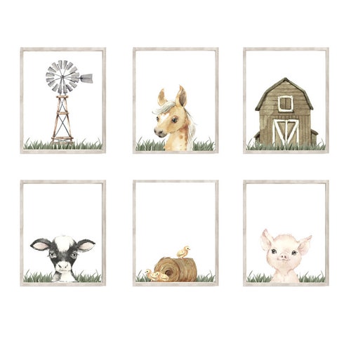 Barnyard Baby Nursery Farm Nursery Kids Room Prints Cow - Etsy