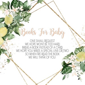 Lemon Baby Shower Books for Baby, Grenery Baby Shower Books for Baby, Girl Baby Shower, Citrus Baby Shower, Books for Baby, Template, 150