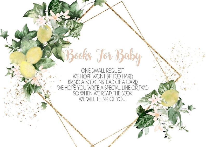 Books for Baby Citrus Baby Shower Grenery Baby Shower Books for Baby Girl Baby Shower Lemon Baby Shower Books for Baby Template 150