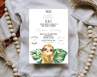 Luiaard Baby Shower Uitnodiging, Luiaard Uitnodiging, Luiaard Baby Shower, Jungle Baby Shower, Greenery Baby Shower, Instant Download, 057