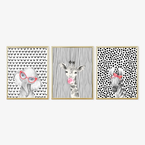 Safari Baby Nursery, Baby Girl Nursery, Girls Room Prints, Bubblegum Safari,  Jungle Baby Nursery, Digital Prints, 11X14 Prints, 116