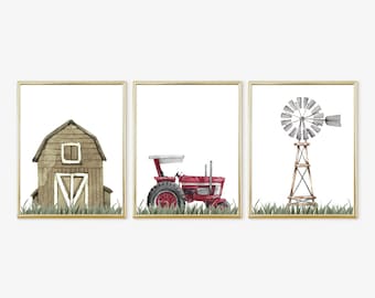 Barnyard Baby Nursery, Farm Nursery, Kids Room Prints, Tractor Baby Nursery, Prints, Digital Download, 11X14Prints, 170