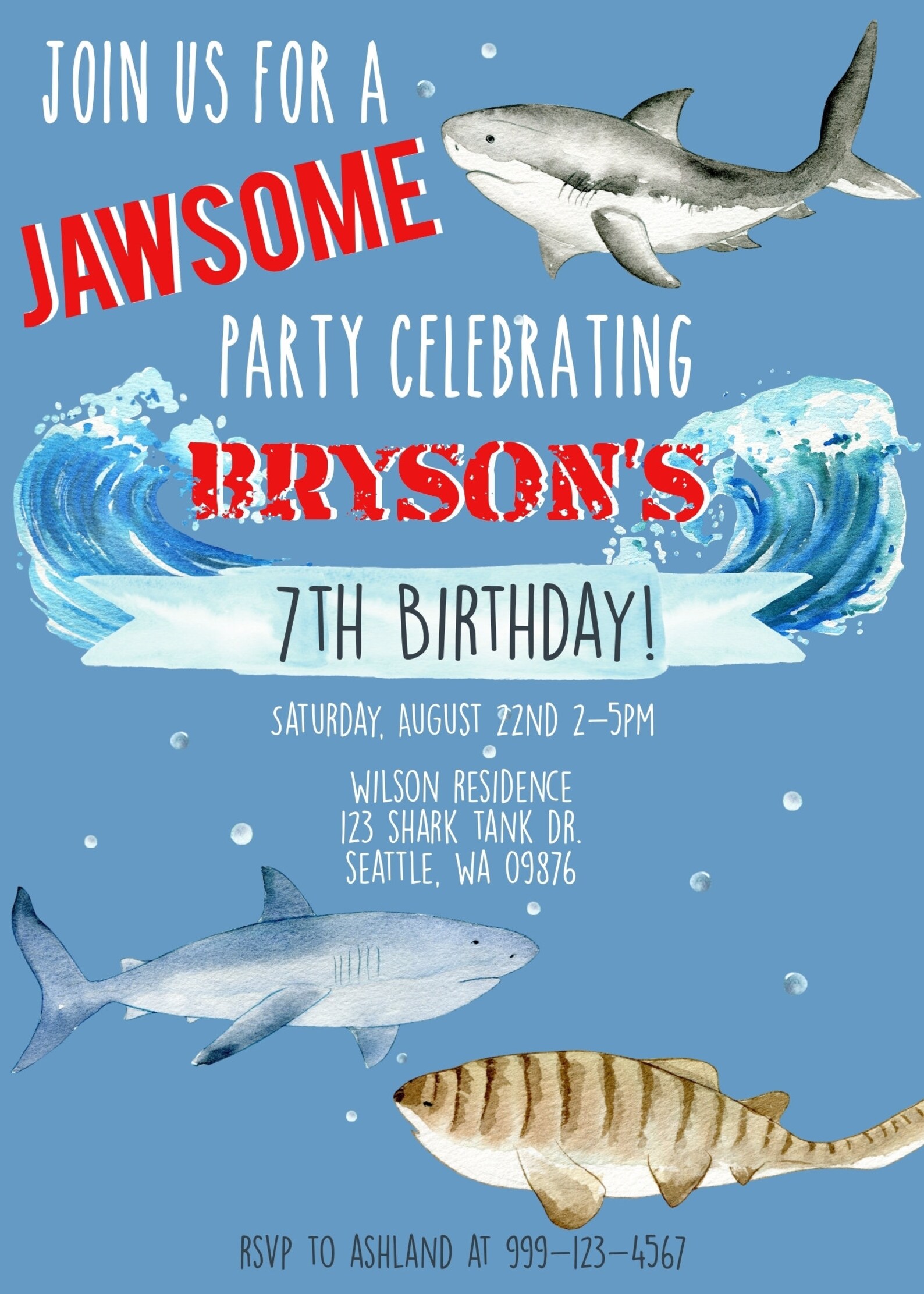 Shark Birthday Invitation INSTANT DOWNLOAD Printable Shark - Etsy