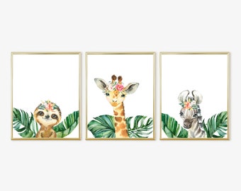 Safari Baby Nursery, Baby Girl Nursery, Girls Room Prints, Jungle Baby Nursery, Prints, Digital Download, 11X14 Prints, 122