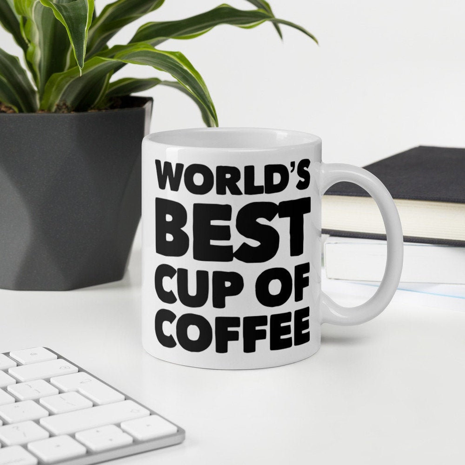 World's Best Cup of Coffee 11oz Mug Bold Print Black and Etsy
