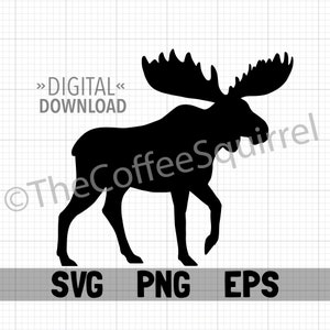 Moose Silhouette Digital Download SVG File + EPS PNG Wildlife Wild Animal Outdoor Design