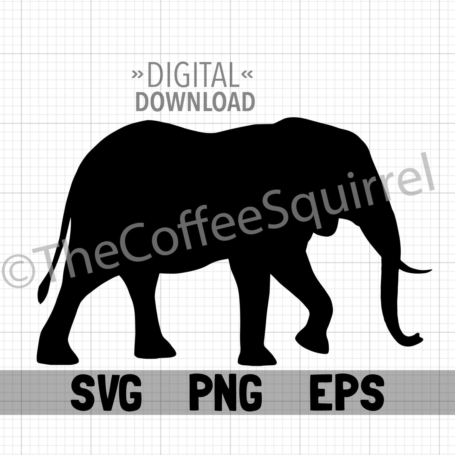 African Elephant Silhouette Digital Descargar SVG EPS PNG - Etsy España