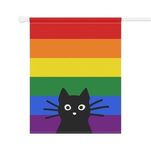 Peeking Black Cat LGBTQ Rainbow Flag Funny Cat Lover Pride Garden Flag LGBTQIA Cool Gay Cat House Flag - Pole Not Included image 4