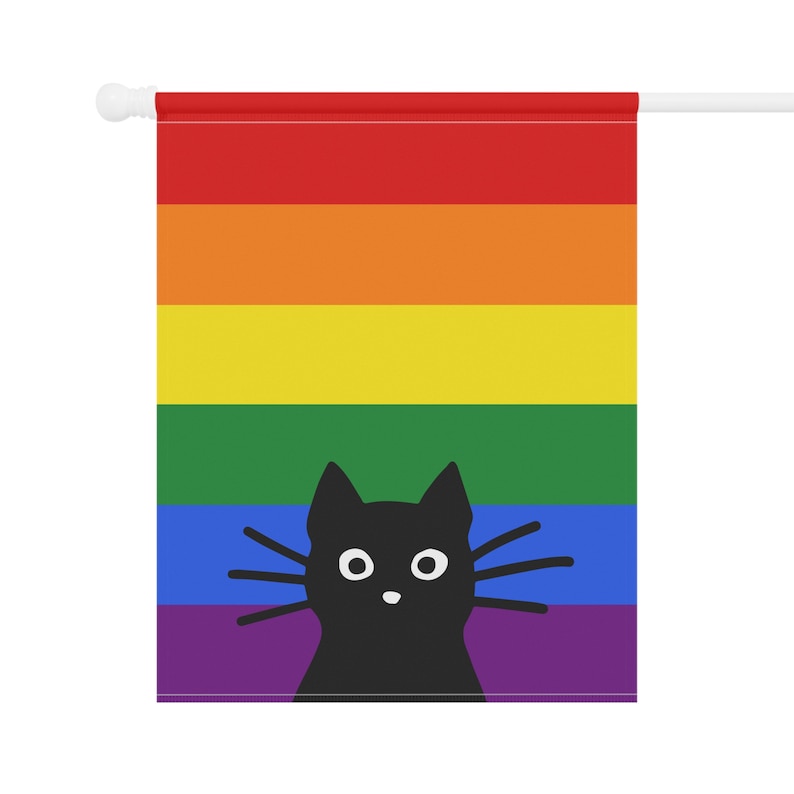 Peeking Black Cat LGBTQ Rainbow Flag Funny Cat Lover Pride Garden Flag LGBTQIA Cool Gay Cat House Flag - Pole Not Included image 4