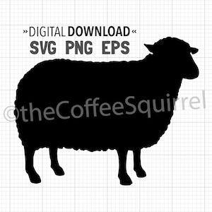 Sheep Silhouette Download digitale File in formato SVG + File PNG EPS Black Sheep Farm Animal Cricut Cutting File