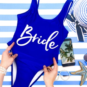 Bride Squad Bachelorette Swimsuit, Bridesmaid Swimsuit One Piece, Customized Swimwear Bride and Tribe, Bride to Be, Personalized Bath Suit