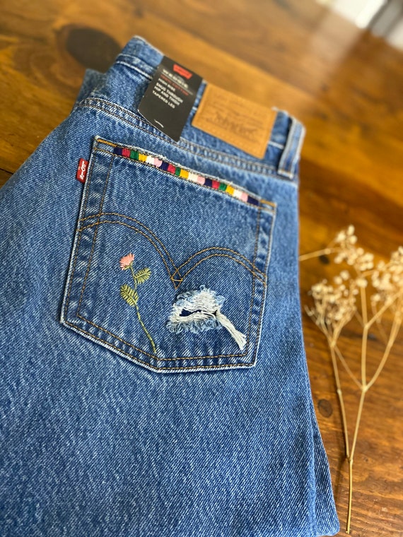 Hand-embroidered Levis Premium Jeans - Etsy