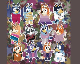 Bluey Eras Tour Individual Stickers, Taylor x Bluey Sticker Set for Laptop or Planner