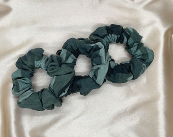 Green Camo Scrunchie, Luxe Fabric Hair Ties
