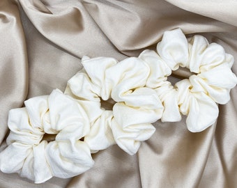 XL Oversized White Scrunchie, Jumbo Luxe Fabric Hair Tie