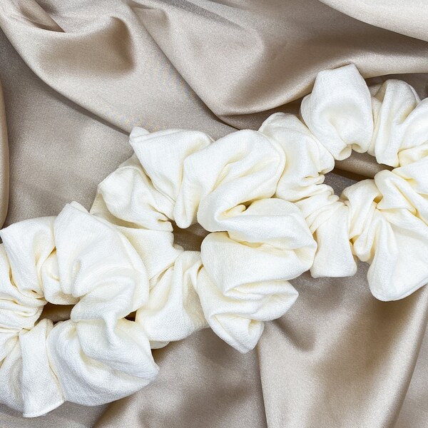 XL Oversized White Scrunchie, Jumbo Luxe Fabric Hair Tie