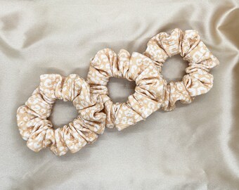 Caramel Leopard Print Scrunchie, Luxe Fabric Hair Ties