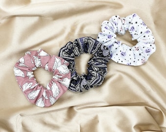 Pink and Purple Halloween Cotton Scrunchie Bundle For Girls