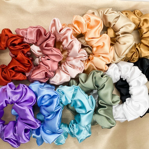 Satin Collection Hair Scrunchies, Pony Tail Holder, Hair Ties, Fabric Hair Ties