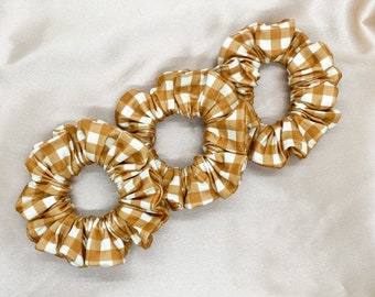 Butterscotch Plaid Scrunchie, Luxe Fabric Hair Ties