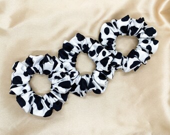 Cow Print Scrunchie, Luxe Fabric Hair Ties
