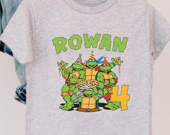 Personalized Ninja Birthday Shirt: Custom Kids Ninja Birthday Shirt, Turtles Pizza Birthday Shirt, Ninja Birthday Shirts, Gift For Birthday