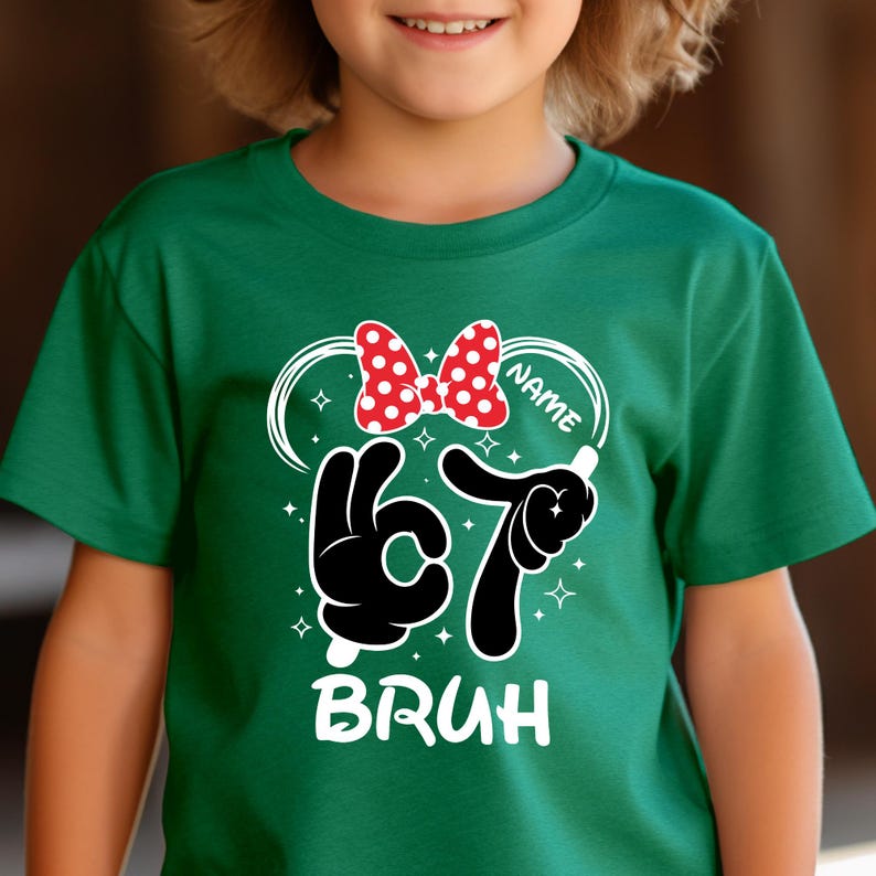 Custom Disney 67 Shirt, Personalized Mickey and Minnie Six Seven Meme Tee, Funny 6 7 Bruh Kids Matching Shirt, Trendy Disney Family Shirt