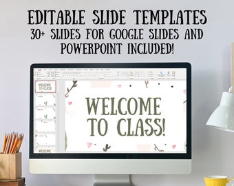 Google Slides Editable Template | Google Slides Catus Template | Teacher Resources | Virtual Learning | PowerPoint Template | Back to School