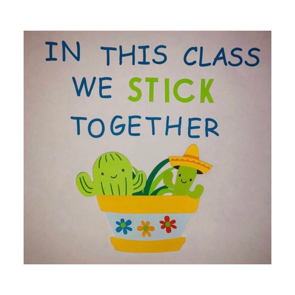 Recortes del tablón de anuncios de la escuela de maestros / Conjunto de bricolaje de primavera / Tablón de anuncios de primavera de bienvenida / En esta clase nos PEGAMOS juntos / Aula