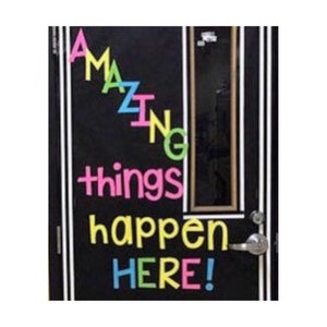 Teachers School Bulletin Board Cutouts | Spring DIY Set |Back to School Classroom Decoration | Amazing things happen here| Classroom Decor