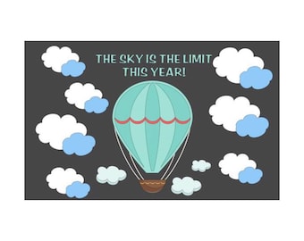 Teachers School Bulletin Board Cutouts | Bulletin Board Set  |  Welcome Back | The Sky is the Limit | Spring Classroom Decor