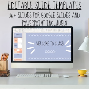 Editable Class Slide Template | Google Slides Template | Teacher Resources | Virtual Learning | PowerPoint Template | Spring Classroom Decor