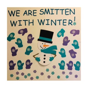 Teachers School Bulletin Board Cutouts | Winter Bulletin Board Kit| We are smitten with winter! | Winter Classroom Decor