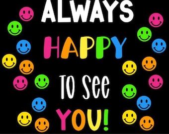 Precut Bulletin Board | Back to School Bulletin Board | Bulletin Board Letters | Happy to See You | Classroom Door Decoration |