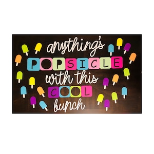 Teachers School Bulletin Board Cutouts | Back to School Bulletin Board | Popsicle Classroom Door Decoration  | Summer Bulletin Board