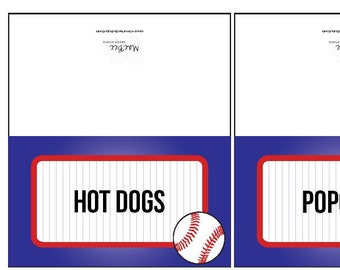 Baseball Label Cards | Baseball Food Cards | Folding Baseball Place Cards (Editable PDF Download)