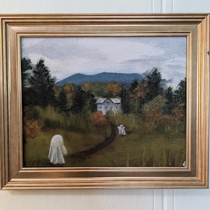 Ghost cottage core wall art , Halloween print, moody cottage decor