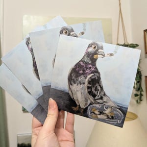 Pigeon smoking a cigarette art print 5x5