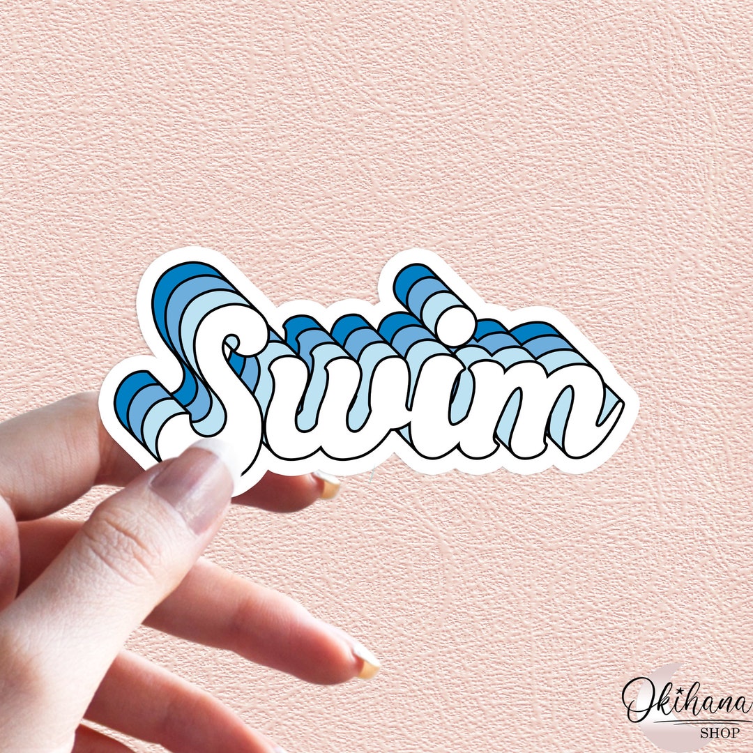 Swim Stickers Swimmer Stickers Groovy Stickers Blue - Etsy
