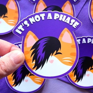 Emo Cat Vinyl Sticker, Orange Tabby, It's Not a Phase, Laptop Sticker, Gothic Kitty, Millennial Vibes