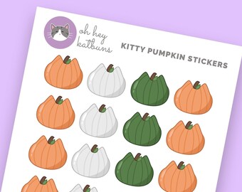 Cat Pumpkin Planner Stickers, Cute Cat Stickers, Fall Planner Stickers, Fall Sticker Sheet, Autumn Stickers, Kawaii Stickers, Deco Stickers