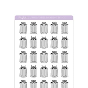 Trash Day Planner Stickers, Raccoon Stickers, Cleaning Planner Stickers, Reminder Stickers, Tracker Stickers, Cute Animal Stickers