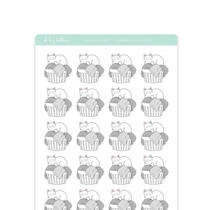 Laundry Planner Stickers, Household Chores, Cleaning Stickers, Cute Cat Stickers, Reminder Stickers, Functional Stickers, Sticker Sheet