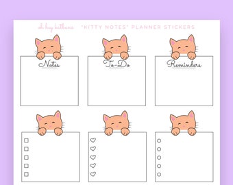 Orange Cat Planner Stickers, Functional Planner Stickers, To Do List Sticker Boxes, Sticky Note Stickers, Sticker Sheet, Kawaii Stickers
