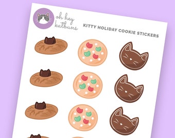 Holiday Cookie Sticker Sheet, Christmas Cookies, Cute Cat Planner Stickers, Deco Stickers, Doodle Stickers