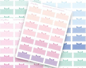 Quarter Box Planner Stickers, Cute Cat Stickers, Animal Stickers, Functional Stickers, Sticker Sheet, Header Stickers, Label Stickers