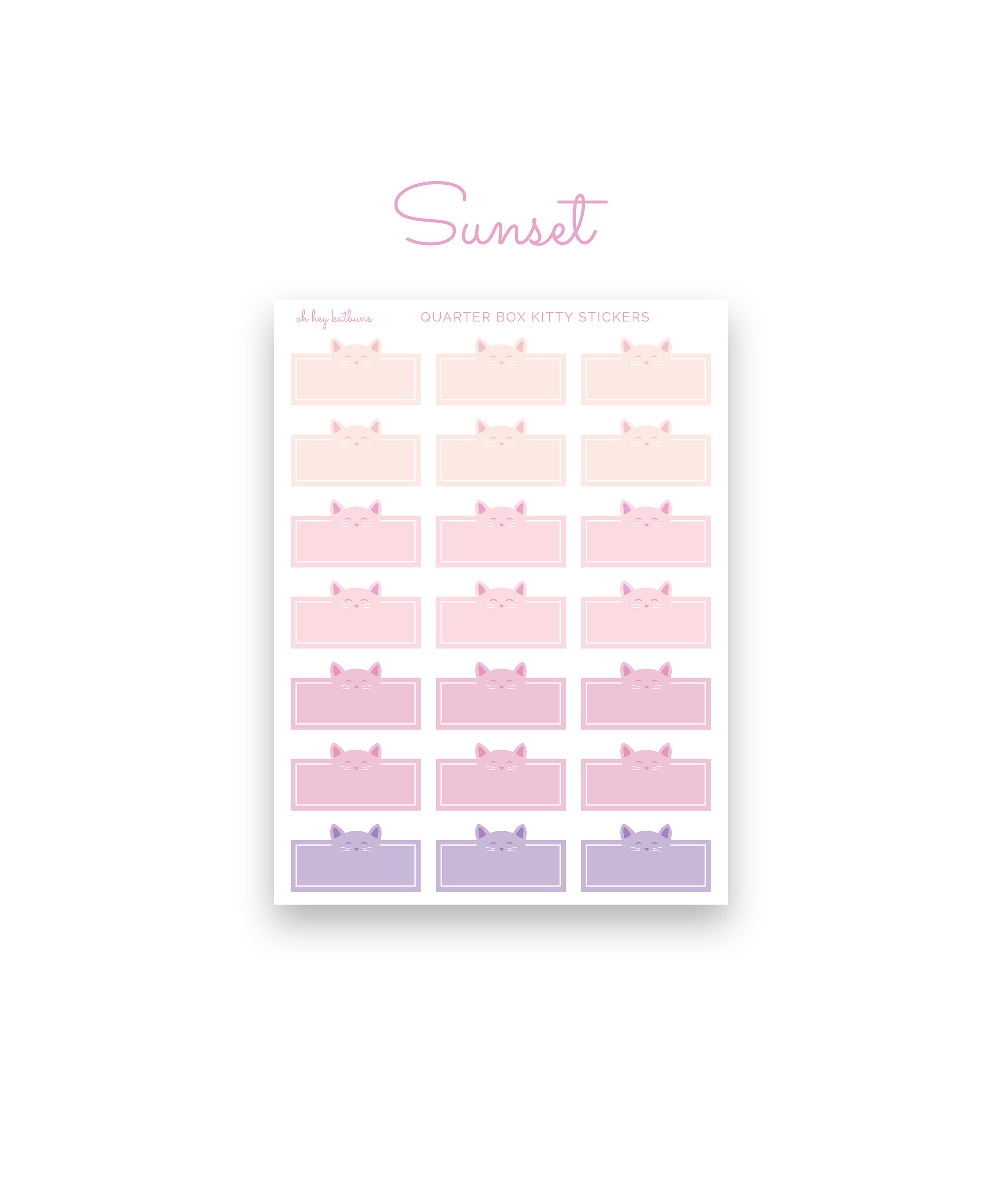 Quarter Box Planner Stickers, Cute Cat Stickers, Animal Stickers ...