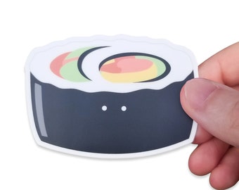 Pegatina de rollo de sushi, pegatina de vinilo para amantes del sushi, pegatina impermeable, pegatina de sushi linda, sushi kawaii