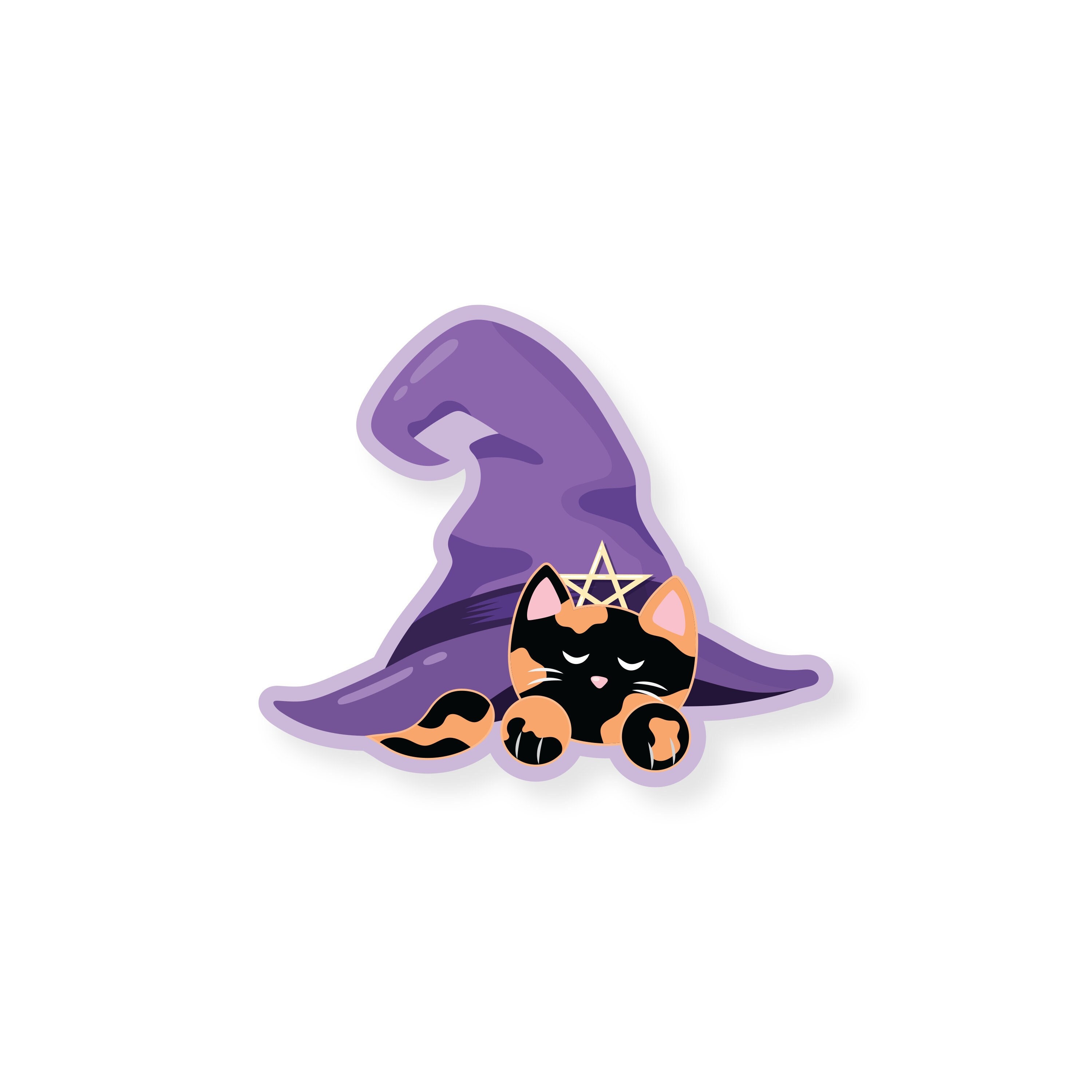 Witch Cat Sticker, Vinyl Sticker, Cute Cat Sticker, Waterproof Sticker ...